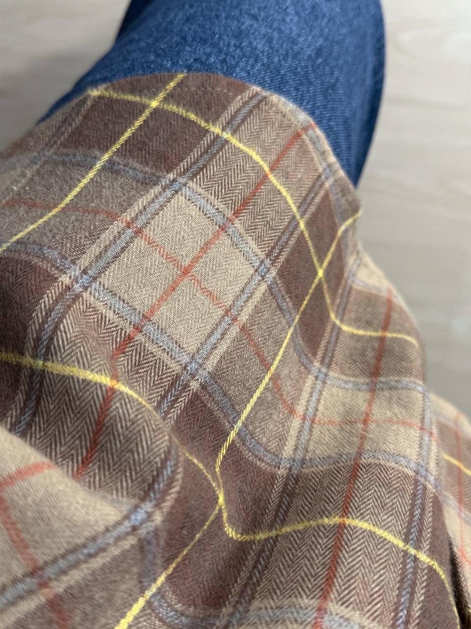 Рубашка женская A-N 8313 в клетку оверсайз широкая хлопковая OS Коричневый (5131) - фото 5