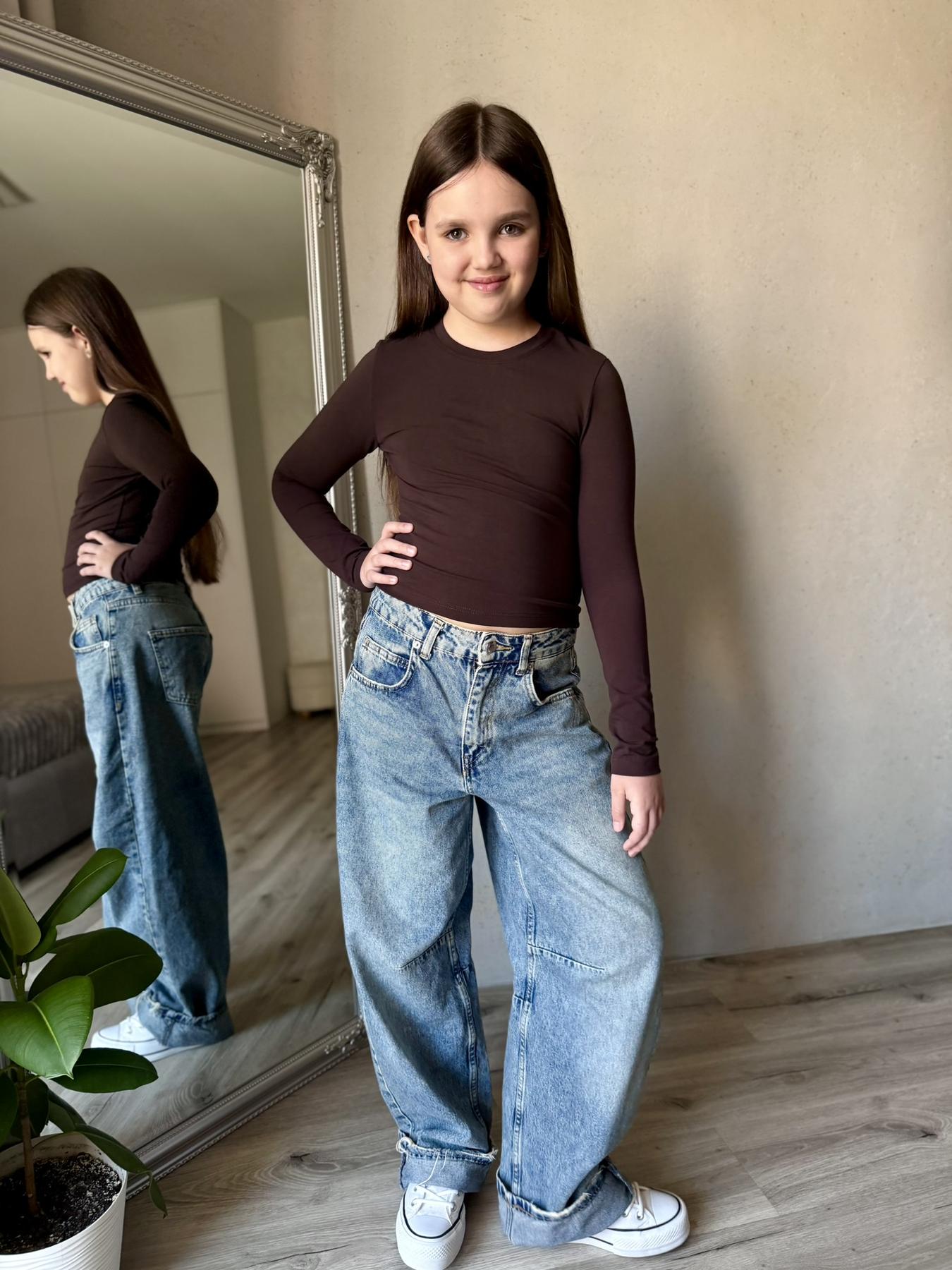 Лонгслив детский подростковый для девочки IRmAS 1358 146 см Шоколадный