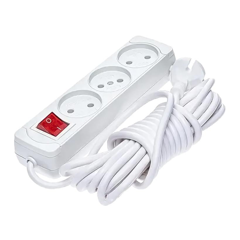 Удлинитель-фильтр сетевой на 3 розетки с выключателем 5 м (24877403)