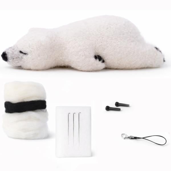 Набор для валяния из шерсти с иглами для начинающих для создания игрушки DIY-набор для рукоделия Медведь Спящий (31549189)