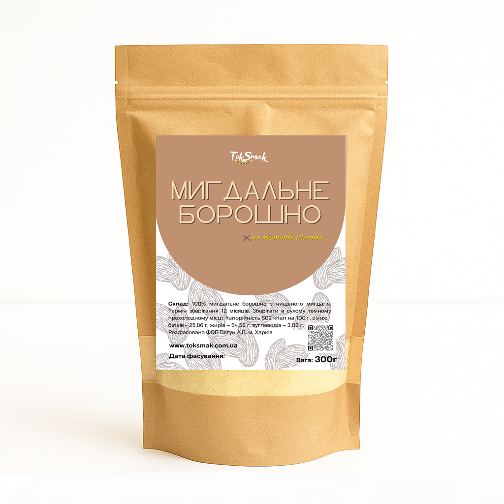Мука миндальная бланшированная TokSmak 300 г без глютена (1521453149)