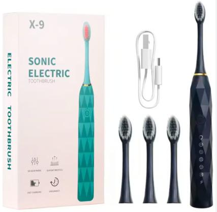 Електрична зубна щітка Sonic X9 акумуляторна з 4 насадками Чорний (3658Ю) - фото 2 Електрична зубна щітка Sonic X9 акумуляторна з 4 насадками Чорний (3658Ю) - фото 2