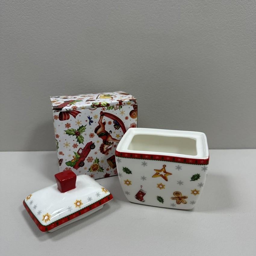 Сахарница фарфоровая BonaDi 498-239 Праздничный флер 300 мл 10х7,5х10 см Белый с рисунком (2818101278) - фото 3