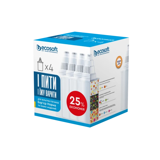 Комплект картриджей 3+1 Ecosoft для фильтров-кувшинов Барьер (CRVK4BARECO) - фото 3