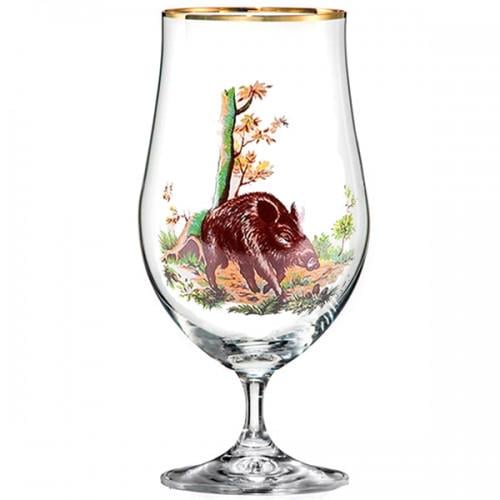 Пивной бокал Bohemia Кабан 550 мл на ножке прозрачное богемское стекло