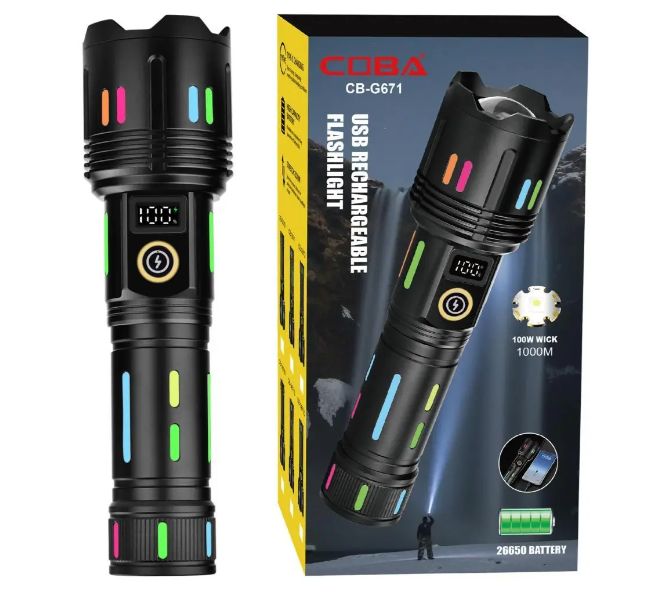 Фонарь аккумуляторный COBA G671/G25 с Power Bank белым лазером и индикатором заряда (2773191770)