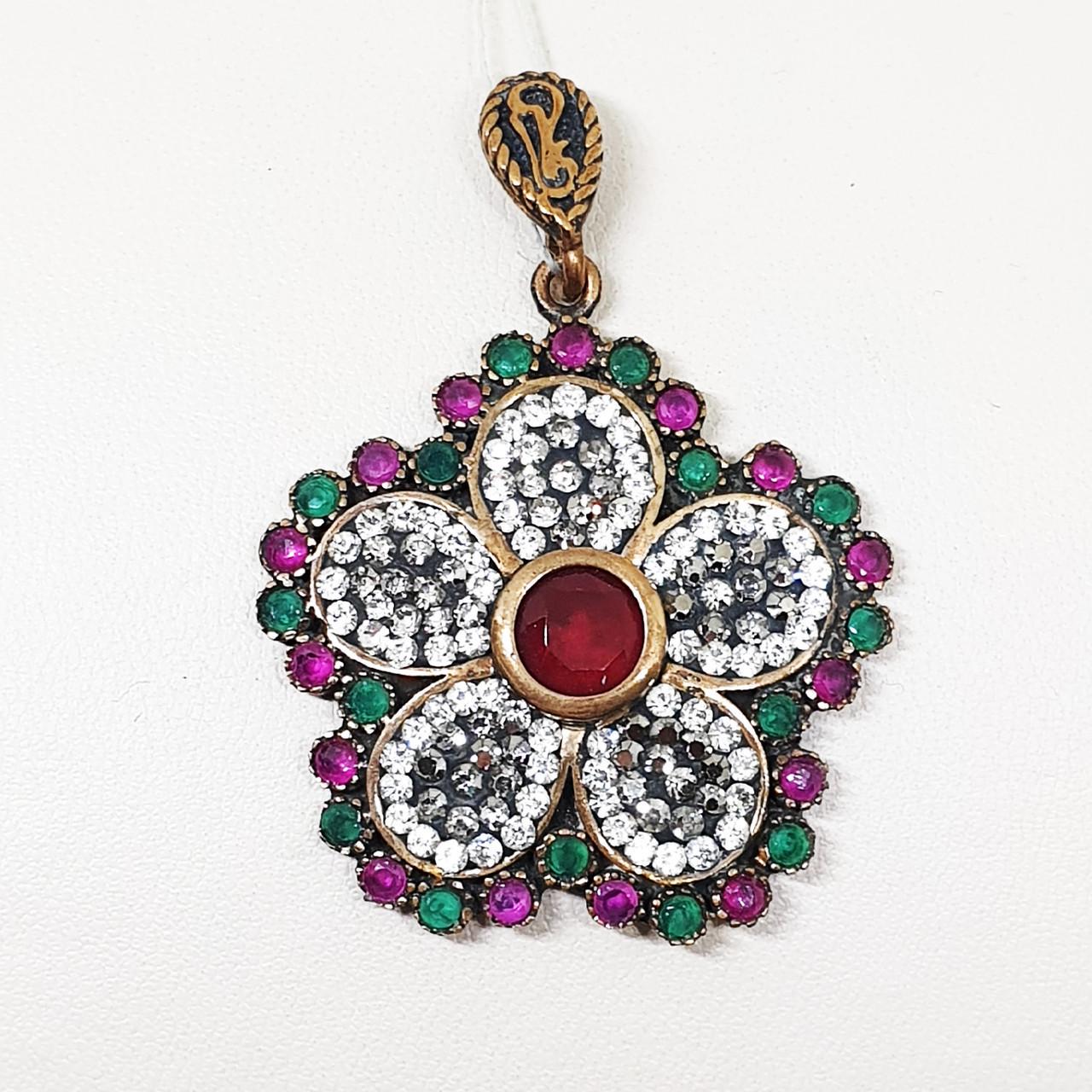 Кулон серебряный с рубином и изумрудом 12,7 г (1605273591) Кулон серебряный с рубином и изумрудом 12,7 г (1605273591)