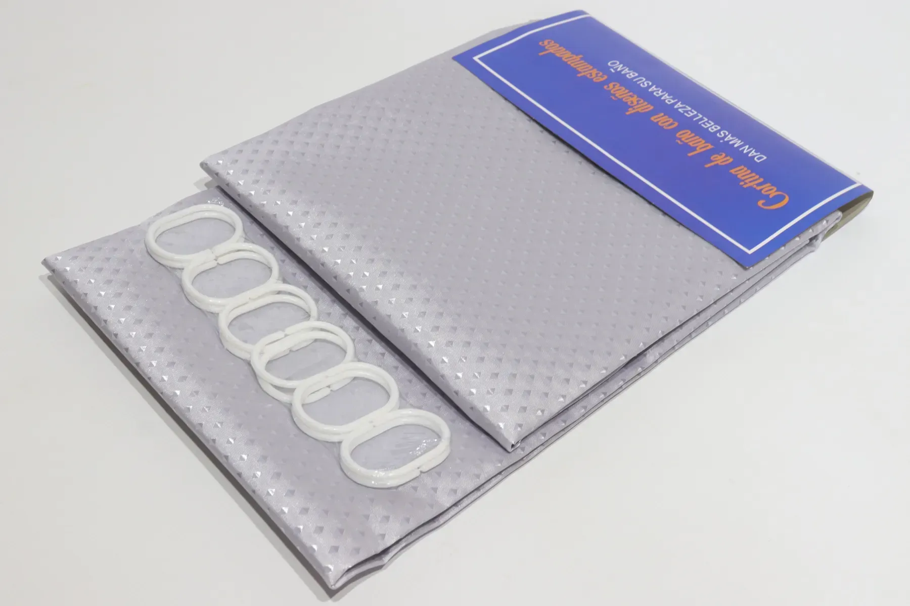 Шторка для ванной с кольцами однотонная 240х180 см Серый (5314/grey)