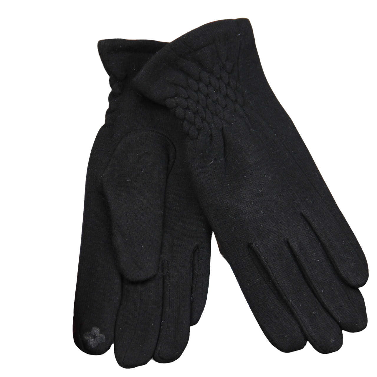 Перчатки женские сенсорные трикотажные на меху шитые с резиновой вставкой S-M (34107)