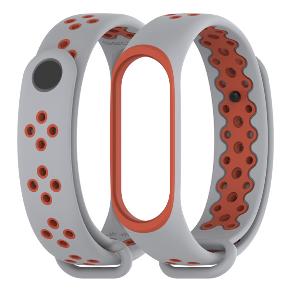 Ремешок для смарт-часов Xiaomi Mi Band 4/3 MiJobs Sport силиконовый Серый/Оранжевый (1696P)