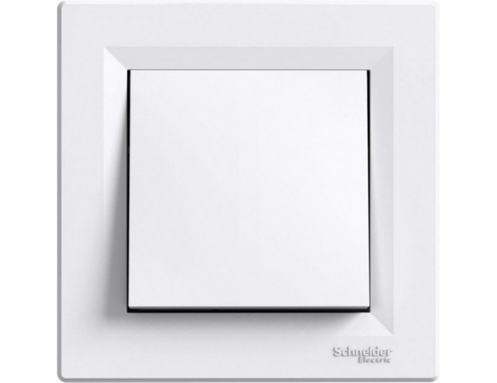 Вимикач одноклавішний з рамкою Schneider Asfora Білий (EPH0100121)