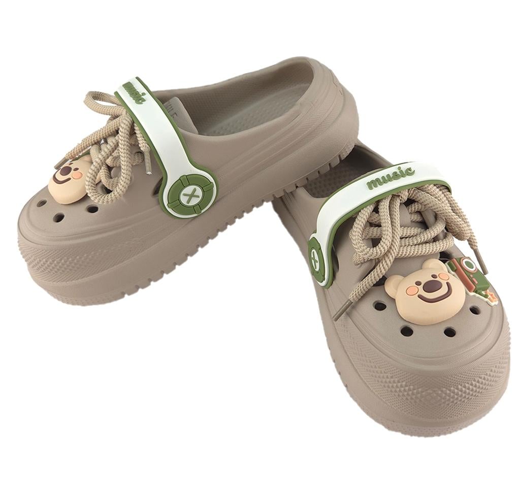 Кроксы женские с джибитсами р. 35/36 23 см Бежевый (7160-1) - фото 2 Кроксы женские с джибитсами р. 35/36 23 см Бежевый (7160-1) - фото 2