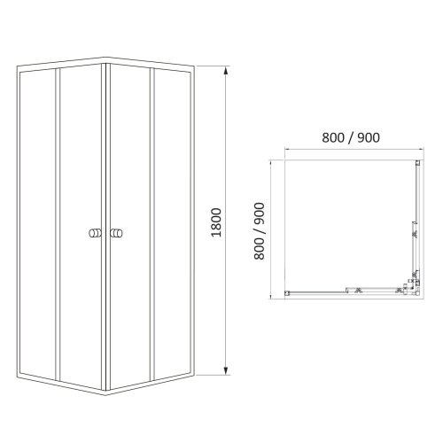 Душевая кабина RJ VELUM 90BRZ082Linia 90x90x180 см Черный (173956) - фото 2