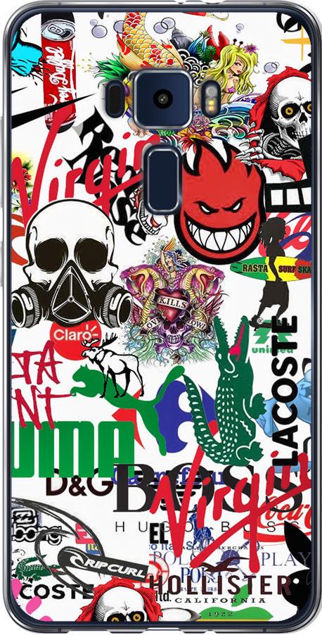 Чехол на Asus Zenfone 3 ZE552KL Many different logos (4022u-448-42517)