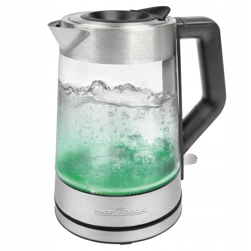 Электрочайник стеклянный с подсветкой Profi Cook 1,7 л 1850 Вт Электрочайник стеклянный с подсветкой Profi Cook 1,7 л 1850 Вт