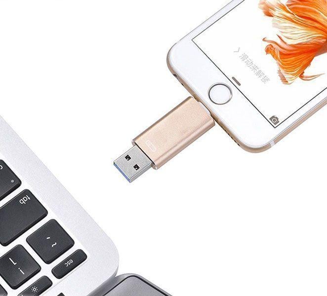 Флешка USB lightning MFI Hoco UD2 16GB для iPhone Gold USB 3.0 - фото 4