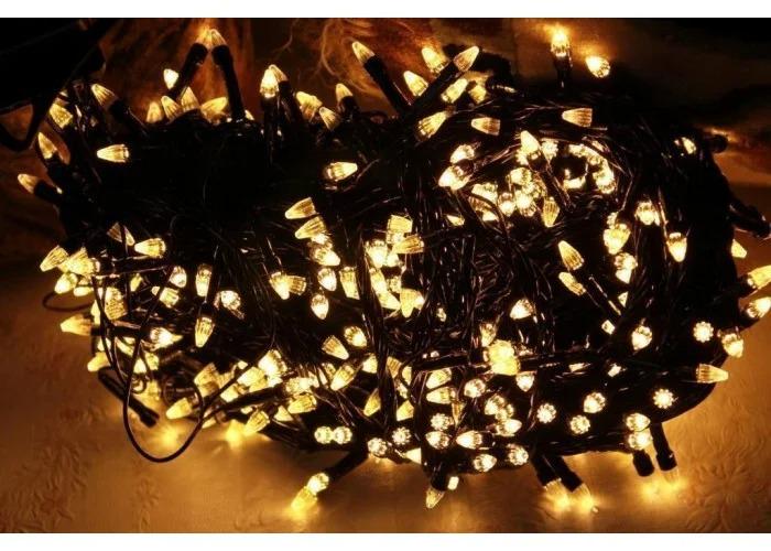 Гирлянда цепь светодиодная 10 м 200 LED конусные лампочки Теплый Белый