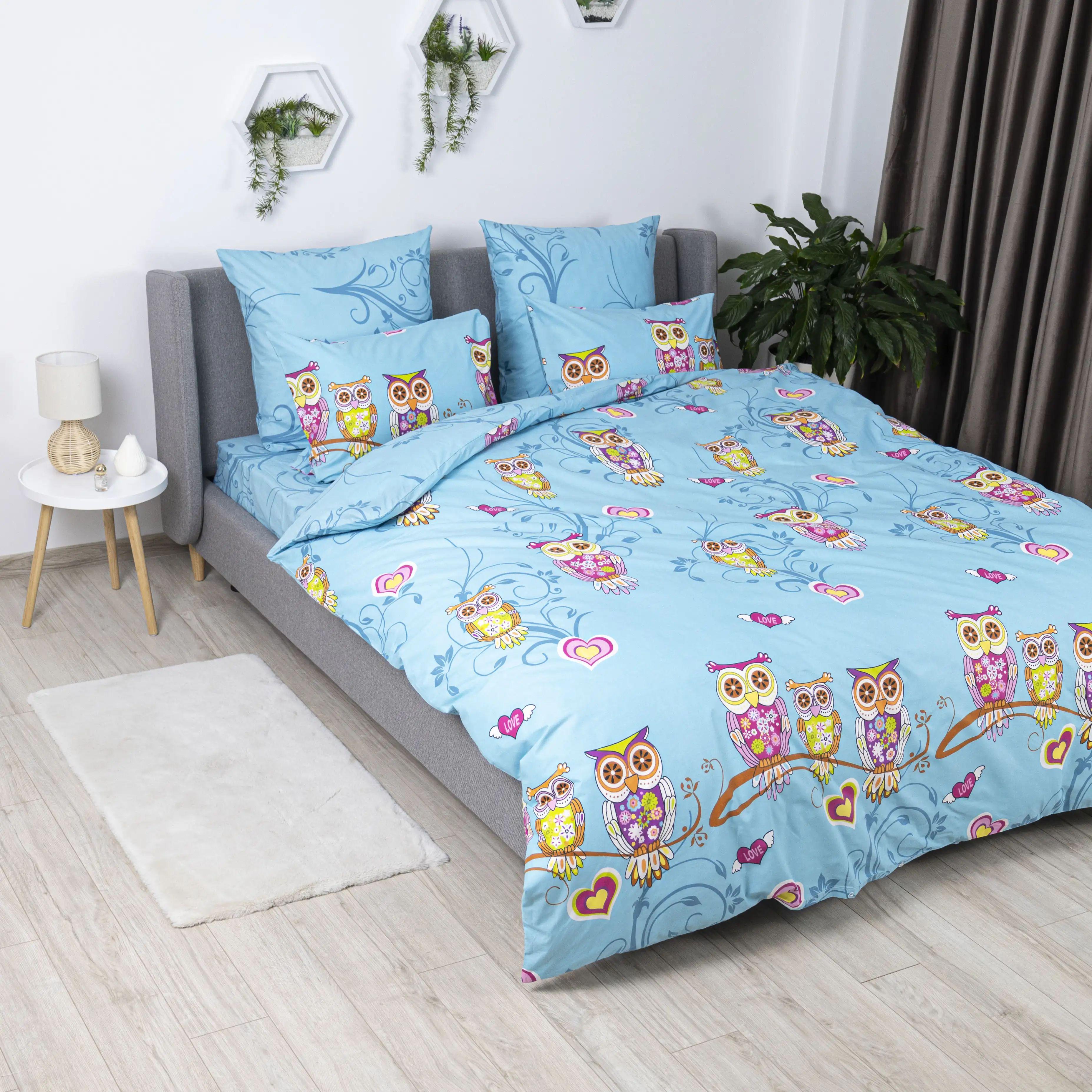Комплект постільної білизни гіпоалергенний ТЕП Сова 115 г/кв. м євро з наволочками 70x70 см Блакитний (12470200215)