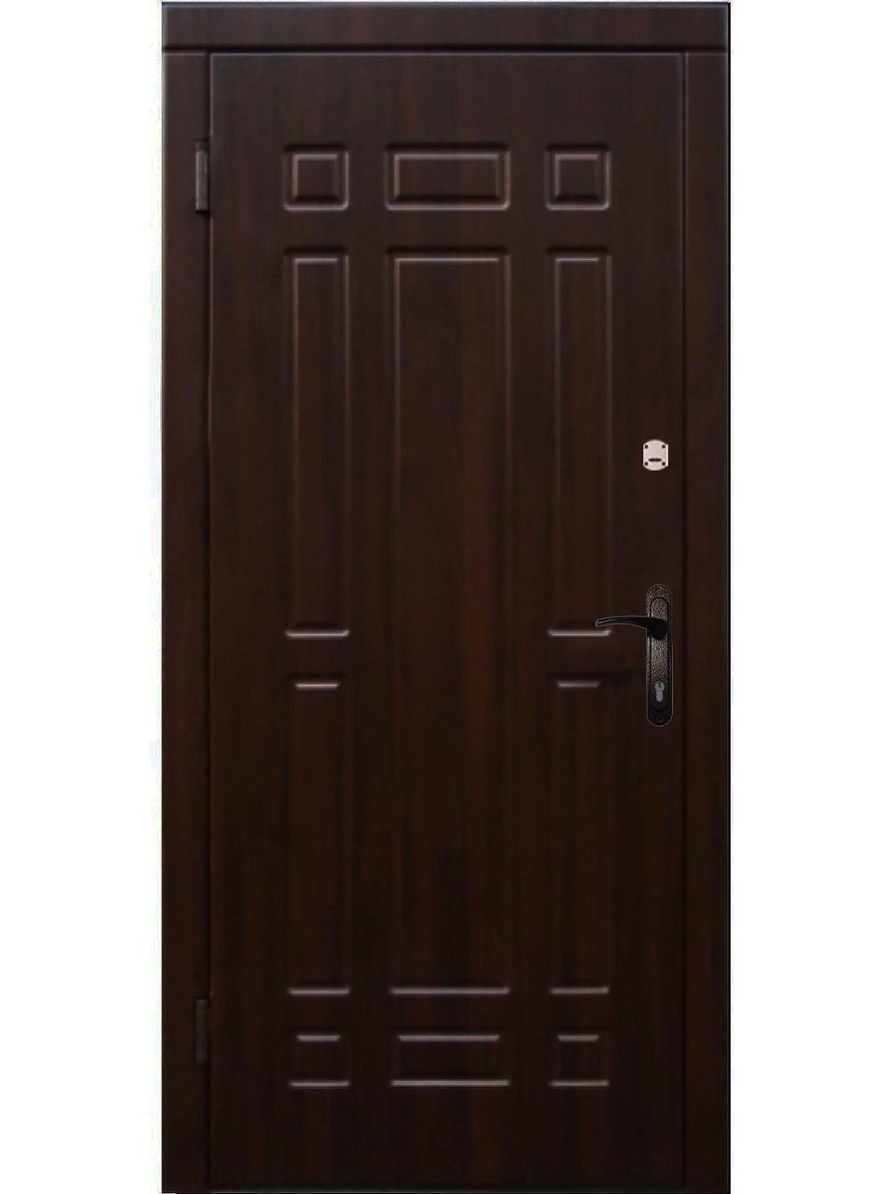 Двері вхідні і MSM Вулкан 63006 2 замки метал 1,2 мм МДФ ліві Горіх темний