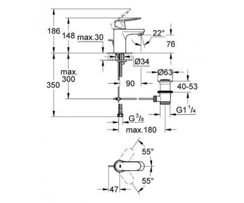 Змішувач для раковини Grohe EUROSMART COSMOPOLITAN 3282500E Хром (100186) - фото 2