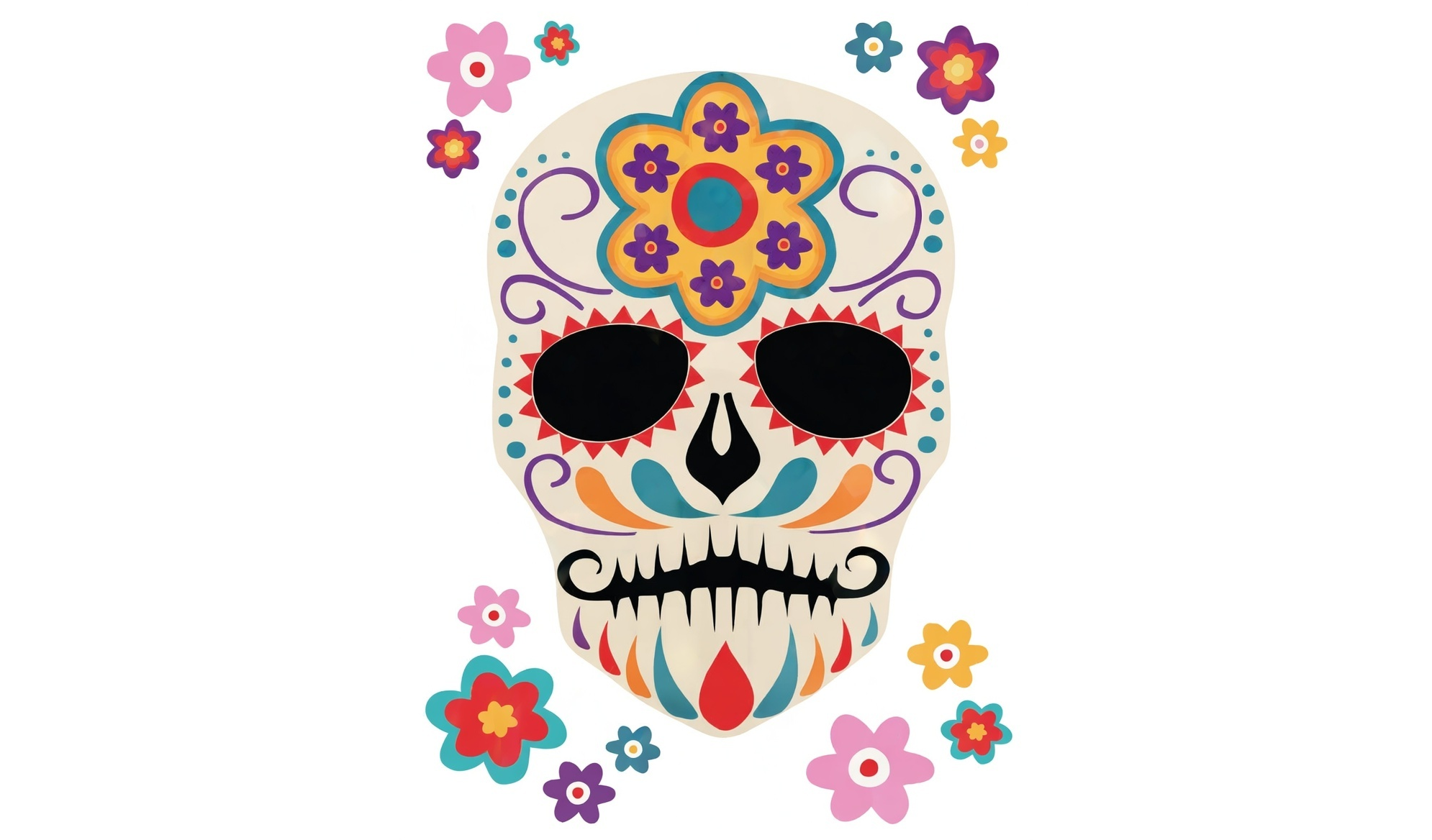 Наклейка на вікно Halloween Цукровий череп Day of the Dead 40х60 см (500102)