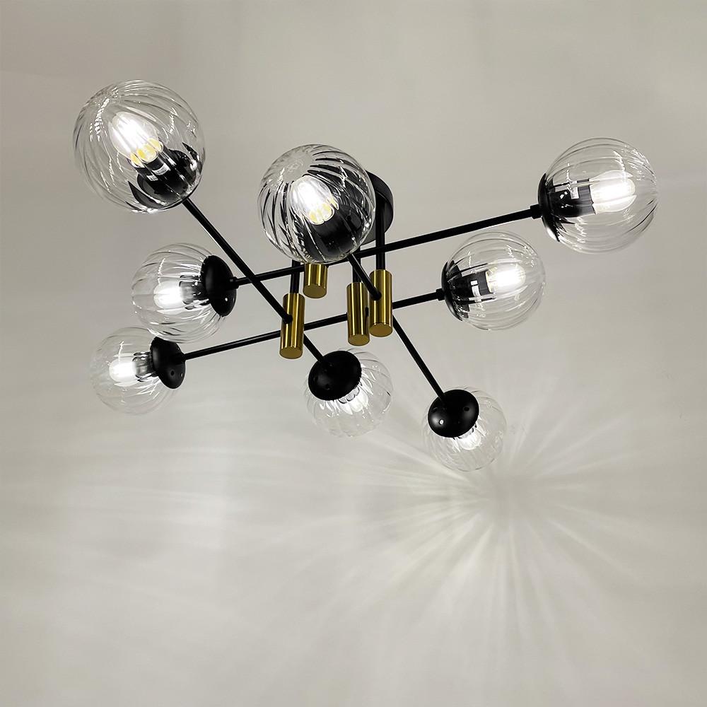 Люстра потолочная на 8 прозрачных плафонов с латунной фурнитурой Черный (51797/8 TBS+BK+CL) - фото 6