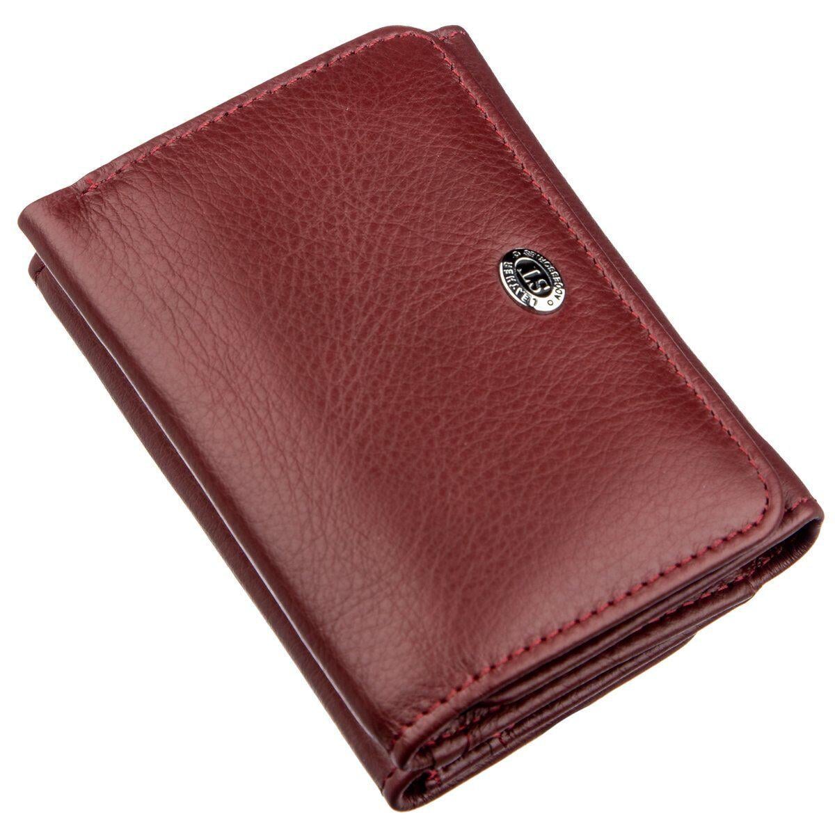 Кошелек женский ST Leather 18885 из натуральной кожи на кнопке Темно-красный (168-136-18885)
