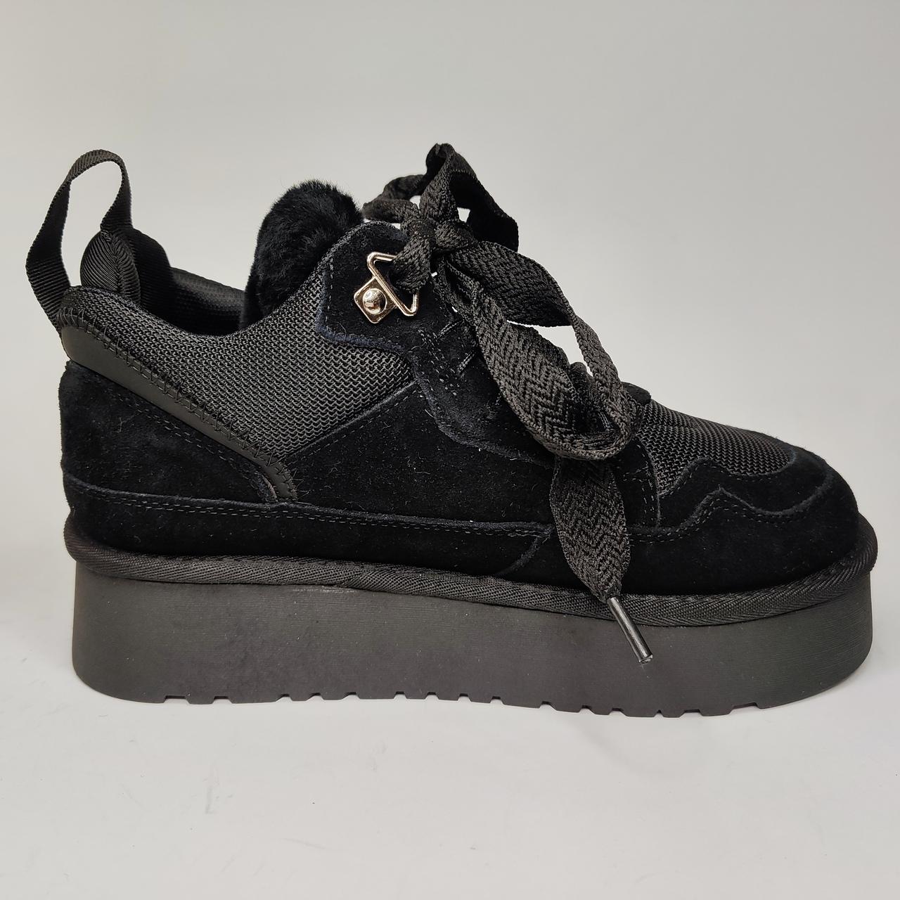 Уггі жіночі Hengji 275-1/38 замшеві на платформі з хутром р. 38 Чорний (31486715)