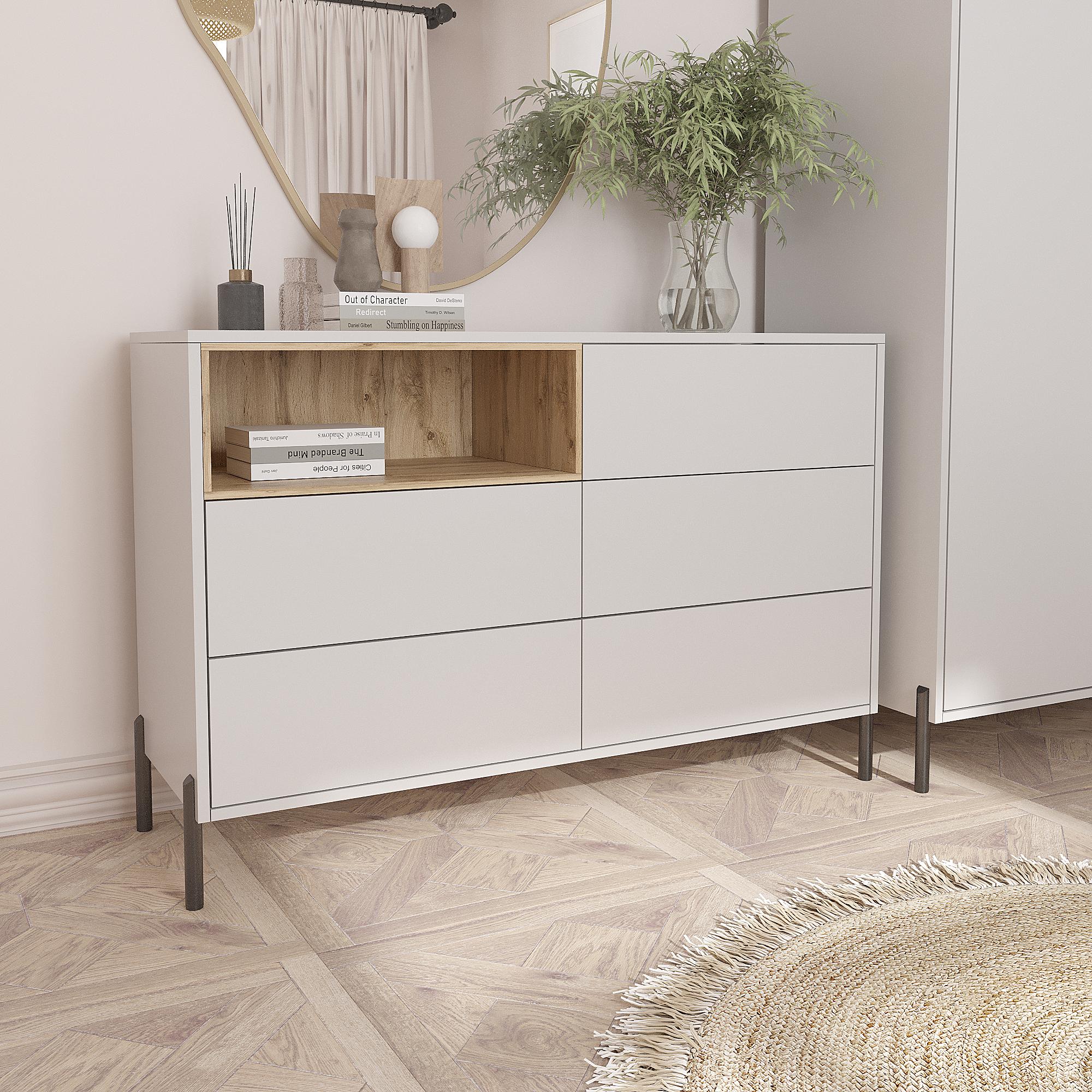 Комод Норді на ножках КМ-2 Норді 800х1200х400 мм Сірий/Дуб Тахо