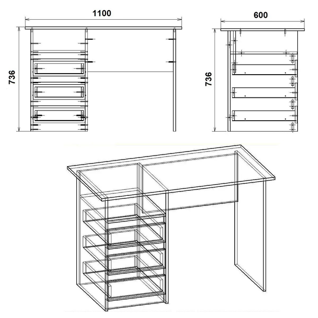 Письменный стол Компанит Декан Ателье светлый (26985482) - фото 2