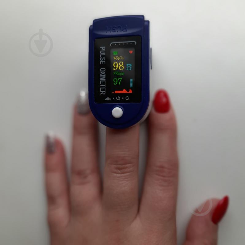 Пульсоксиметр Fingertip Pulse Oximeter LK-88 1 шт Cине-белый (0274) - фото 2