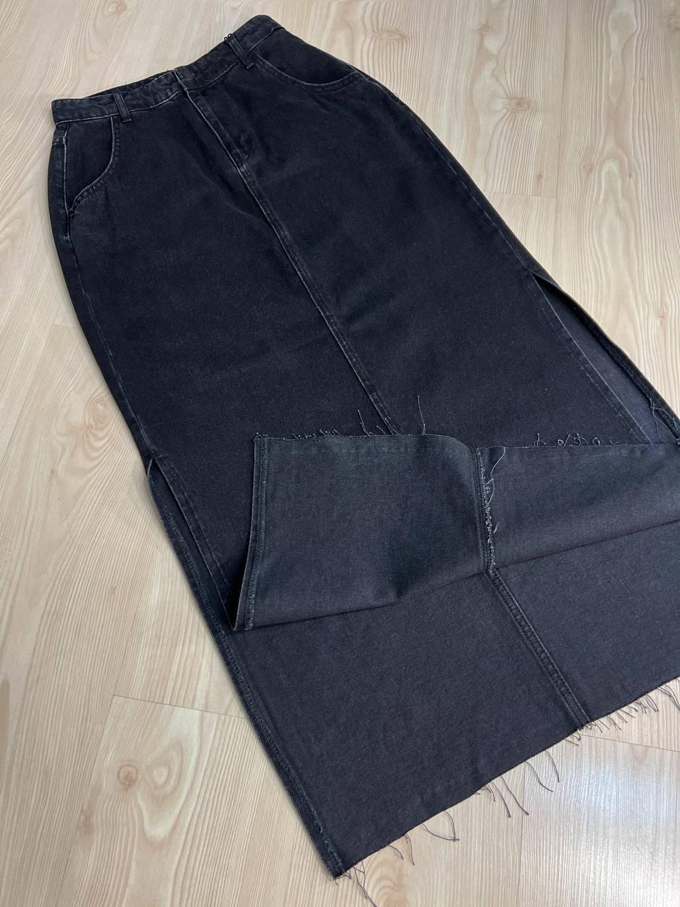 Спідниця жіноча Zeo Basic 3810 джинсова розрізи по боках довга р. 32 Чорний (1163) - фото 6