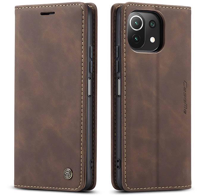 Чехол книжка с магнитом CaseMe для Xiaomi Mi 11 Lite Dark Brown (24811-05)
