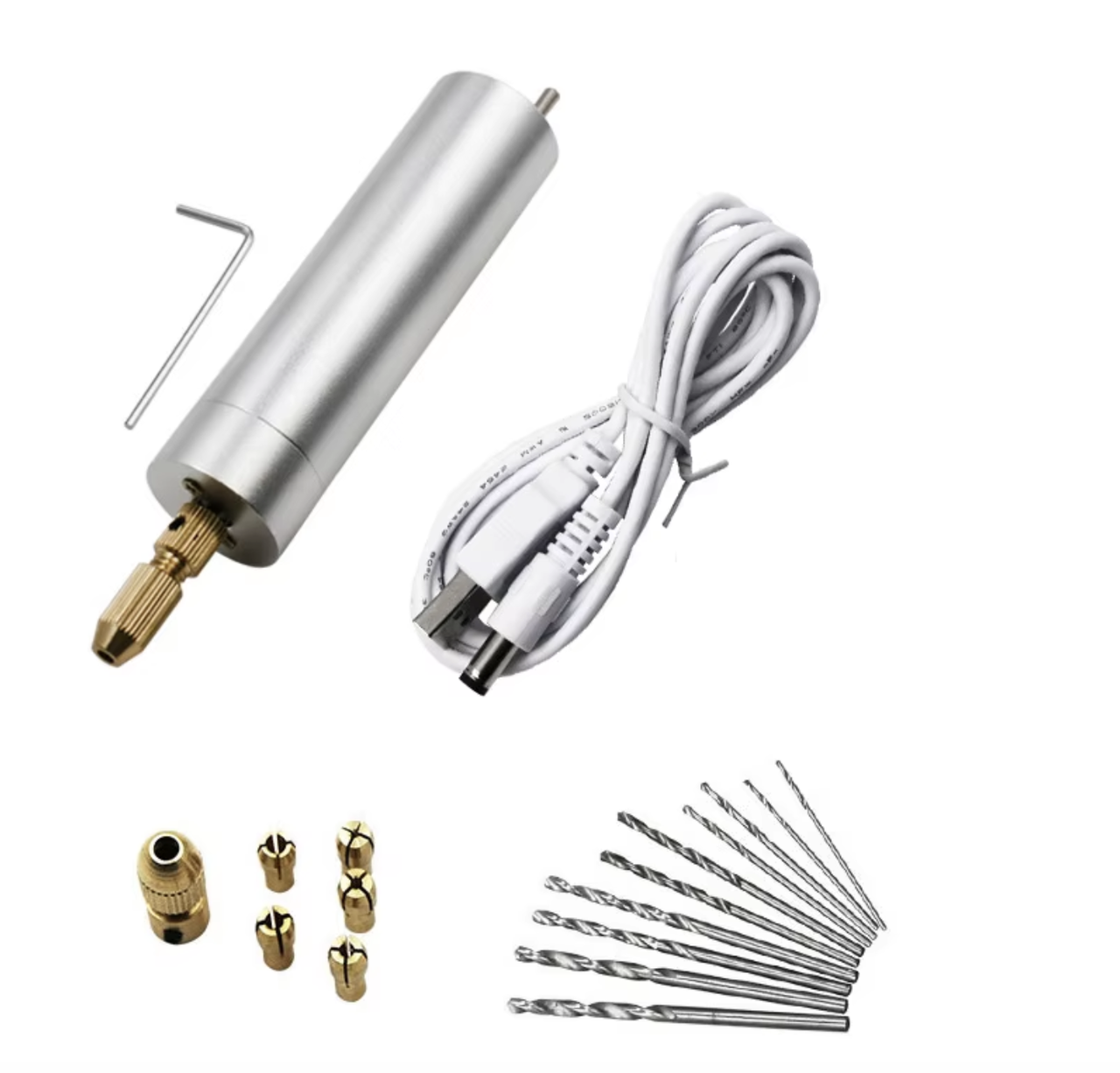 Гравер-дрель мини от USB с набором цанг и сверл 14000 об/мин