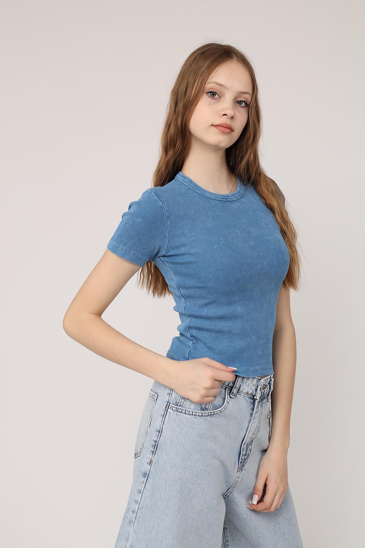 Футболка с коротким рукавом женская ЦБ-00274537 р. 46 Голубой (SKT001058790)