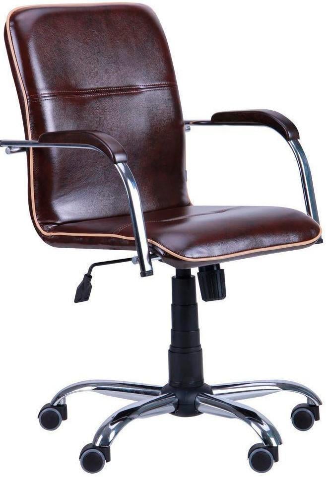 Крісло офісне комп'ютерне Samba Мадрас Dark Brown Хром М1 Tilt Коричневий