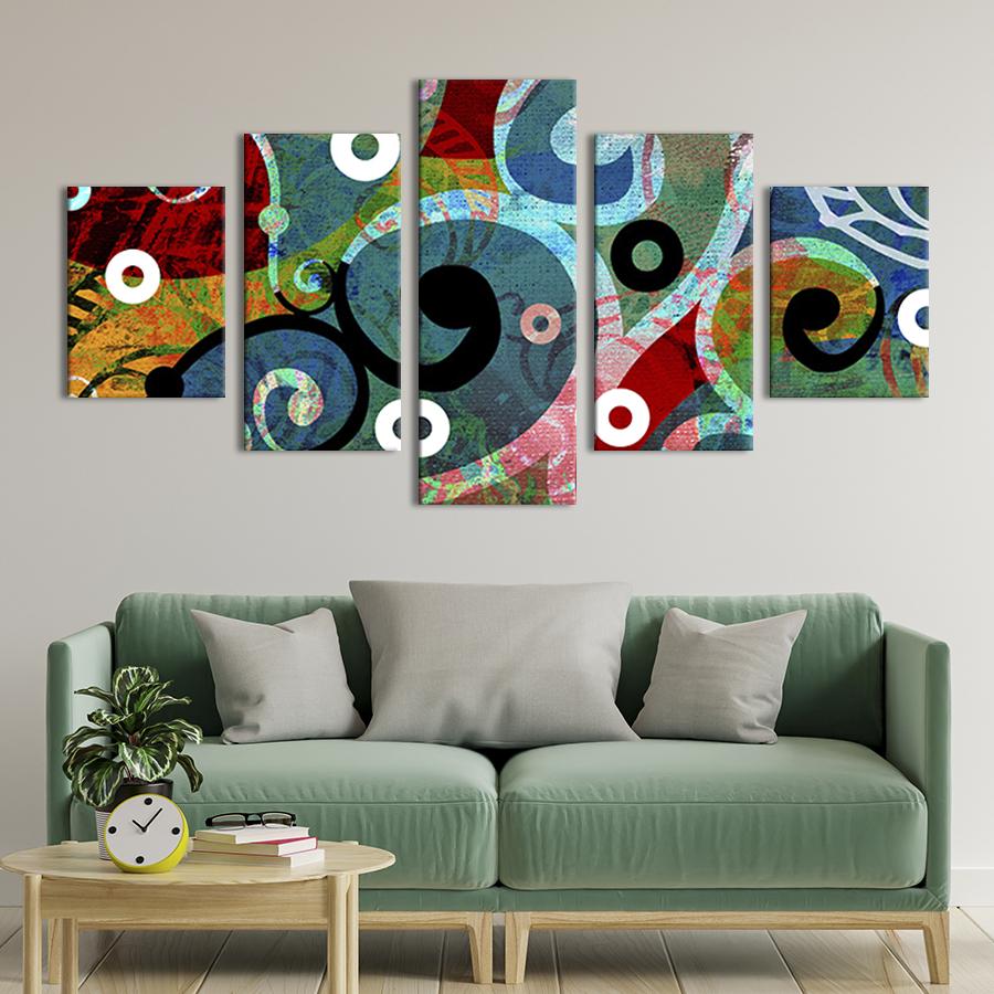 Модульна картина з 5 частин на полотні Абстрактний кольоровий візерунок 112x54 см (6-52)