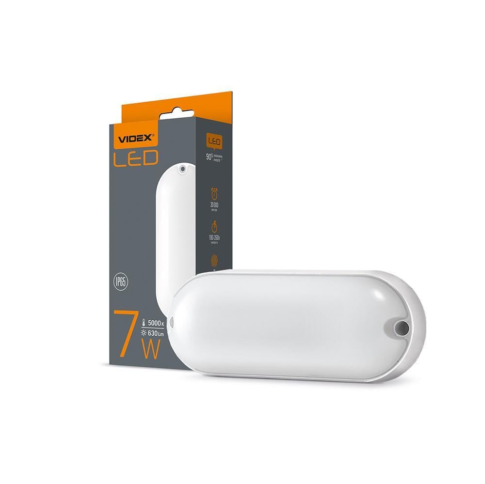 Светильник IP65 овальный VIDEX LED 7W 5000K (VL-BHO-075PW) Светильник IP65 овальный VIDEX LED 7W 5000K (VL-BHO-075PW)