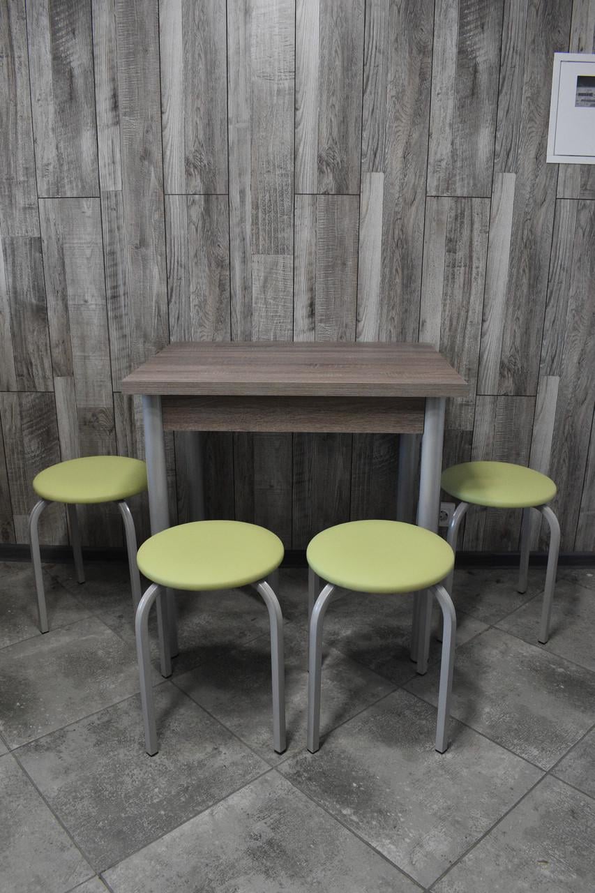 Кухонний комплект Оскар стіл розкладний/табурети 4 шт. Стандарт 60х80/80х120х75 см Трюфель/Салатовий (28374984)