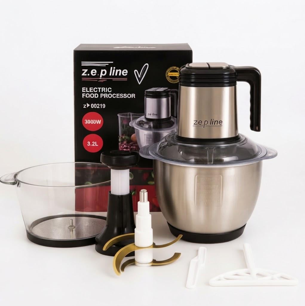 Измельчитель кухонный Zepline ZP-00219 3000 Вт 2 чаши по 3,2 л 3 скорости Металлик прозрачный Измельчитель кухонный Zepline ZP-00219 3000 Вт 2 чаши по 3,2 л 3 скорости Металлик прозрачный