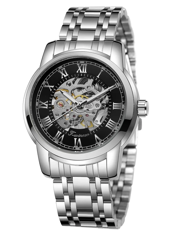 Наручний годинник Forsining 8250 Silver/Black Steel Наручний годинник Forsining 8250 Silver/Black Steel