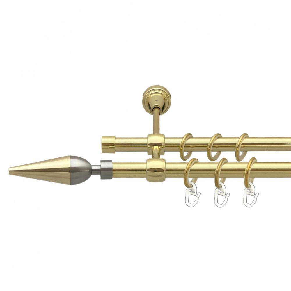 Карниз Orvit Лінея металевий дворядний литий гладка труба кільце металеве 16/16 мм 160 см Золото (00-00014387)