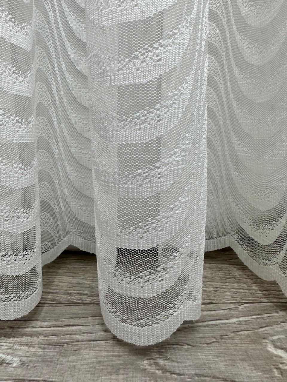 Тюль готовий однотонний Хвиля на жакардовій основі 300х250 см на тасьмі 6 см Молочний - фото 7 Тюль готовий однотонний Хвиля на жакардовій основі 300х250 см на тасьмі 6 см Молочний - фото 7