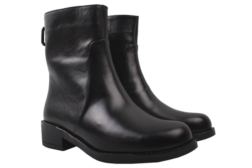 Ботинки женские Grossi из кожи на низком ходу р. 36 Черный (168-9DHC)