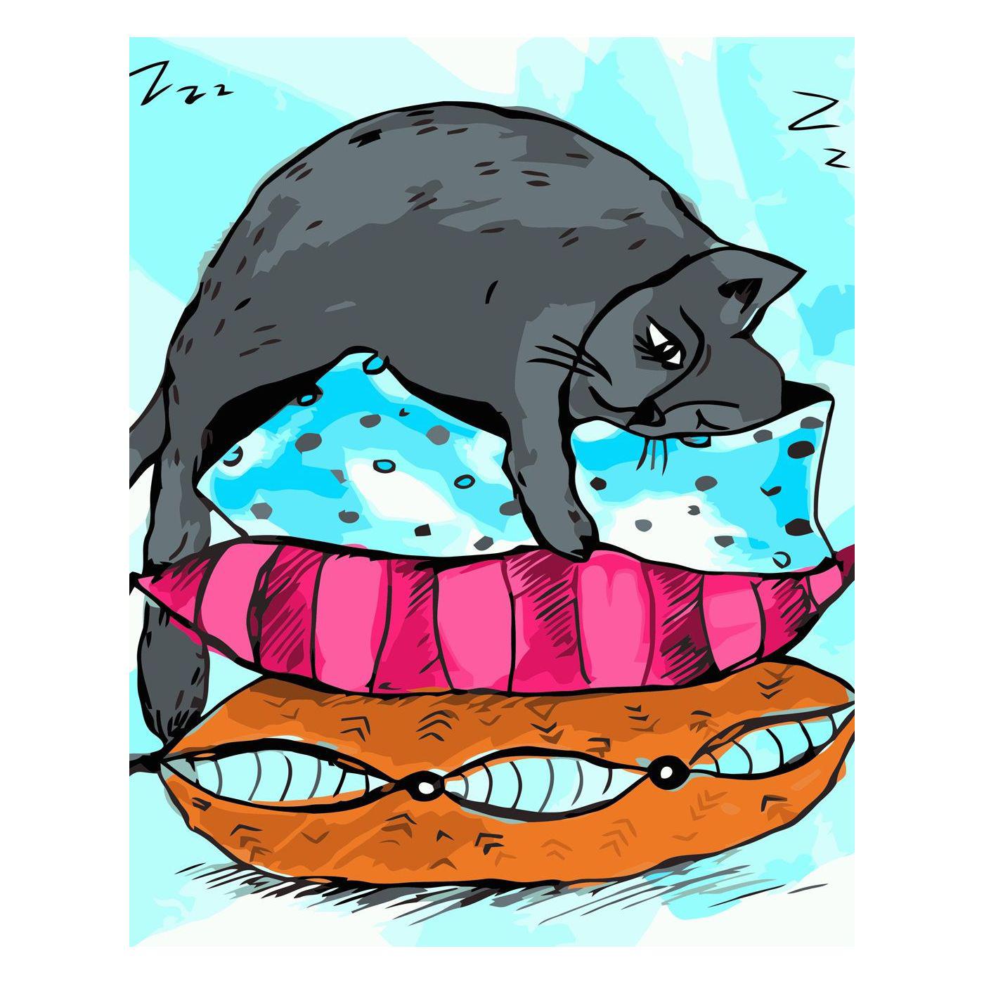 Картина по номерам Strateg Усталый серый кот 30х40 см (SV-0041)