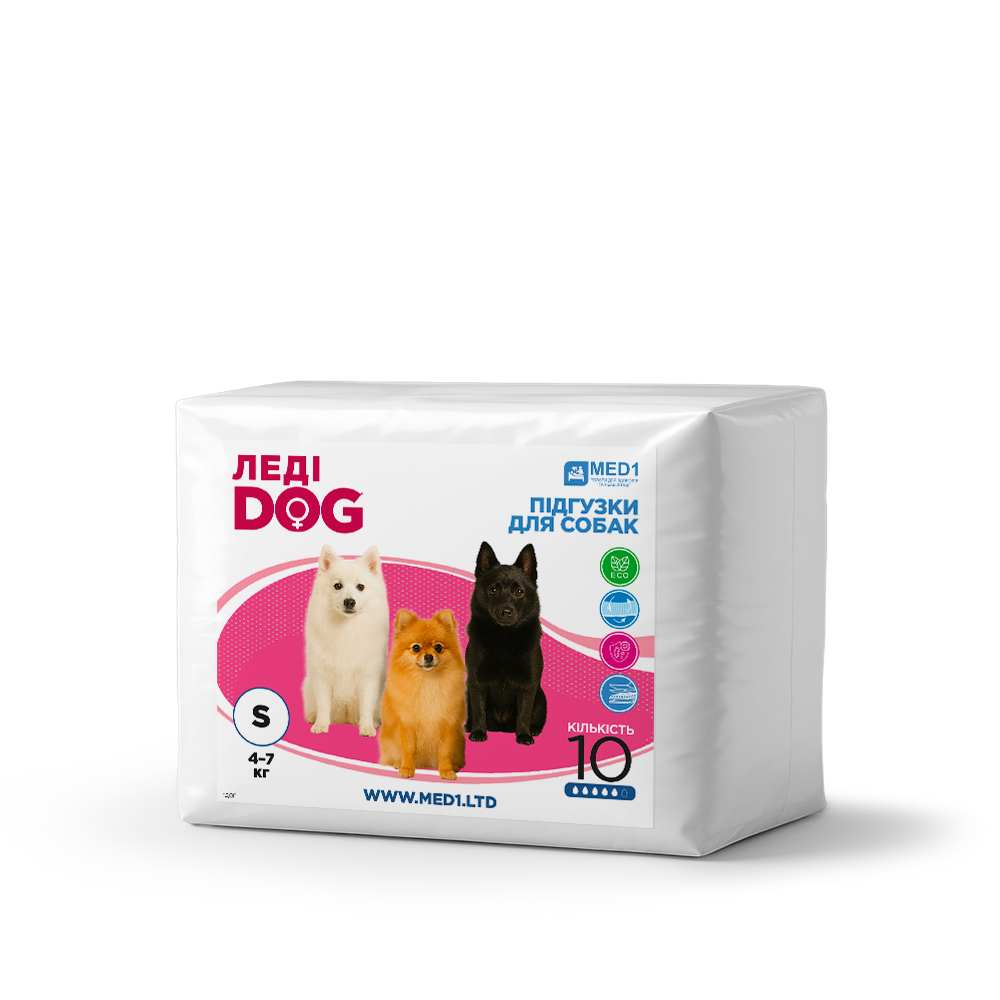 Підгузки для собак Леді Дог S 10 шт. (MED1-LD-S)