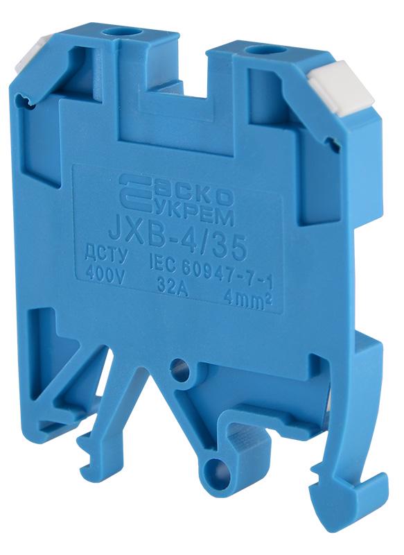 Клемма винтовая наборная АСКО-Укрем JXB 4/35 32А 4 мм2 х 40х6х46 мм Синий (A0130010023) - фото 4