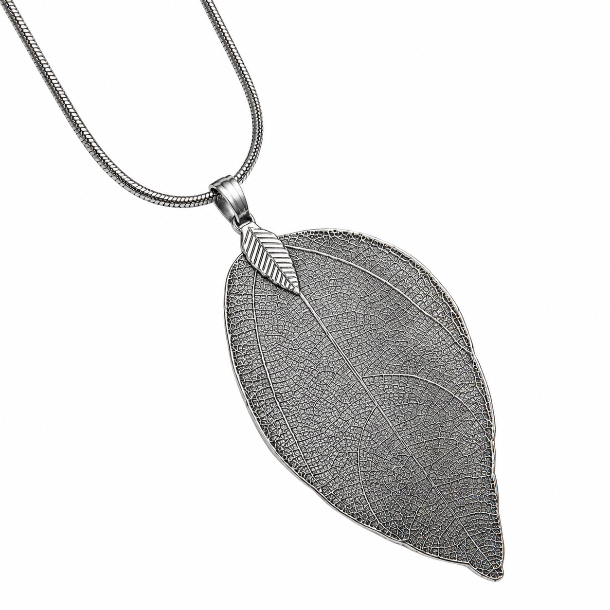 Подвеска Ажурный лист Autumn leaf с цепочкой Графитовый (34121632)