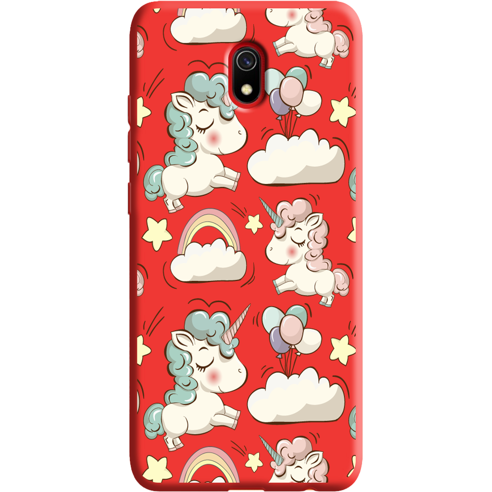 Чехол Boxface Xiaomi Redmi 8A Unicorns Красный силикон (38341-cc2-38672)