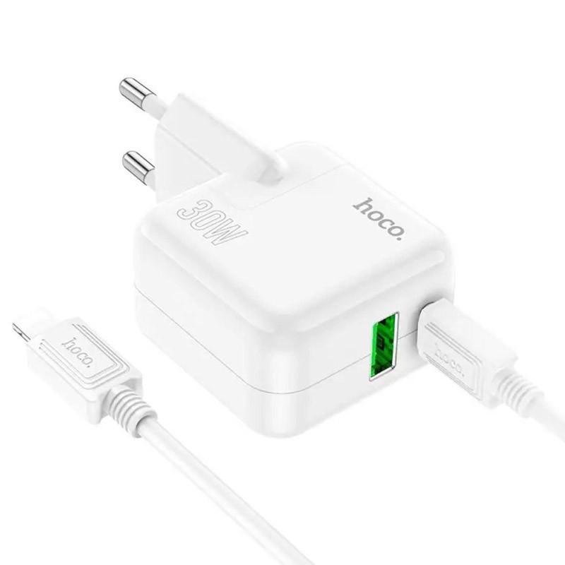 Зарядное устройство сетевое Hoco C111A PD 30W+QC3.0 Type-C to Lightning White (00000064607_1) - фото 3